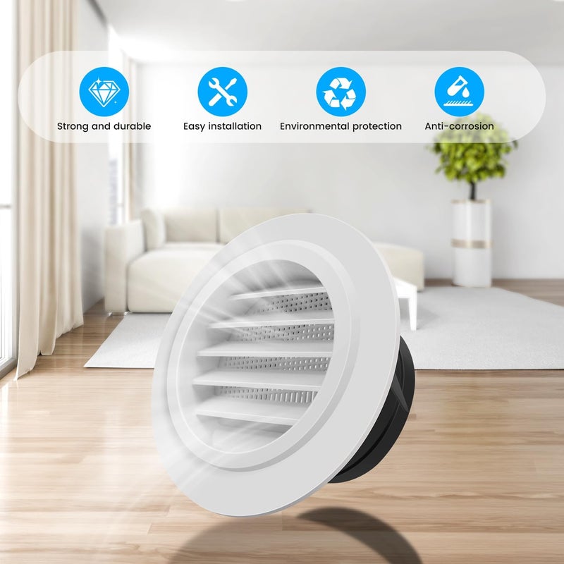 Quadafy 4 Inch Soffit Vents Round Vent Cover with Built-in Fly Screen for Bathroom Exhaust Fan, Office & Home, (100mm) - Image 4